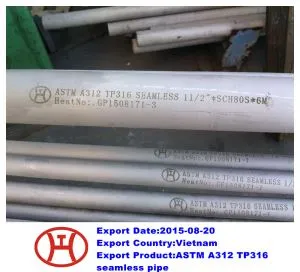 ASTM A 312  TP 316  ruostumaton teräsputki